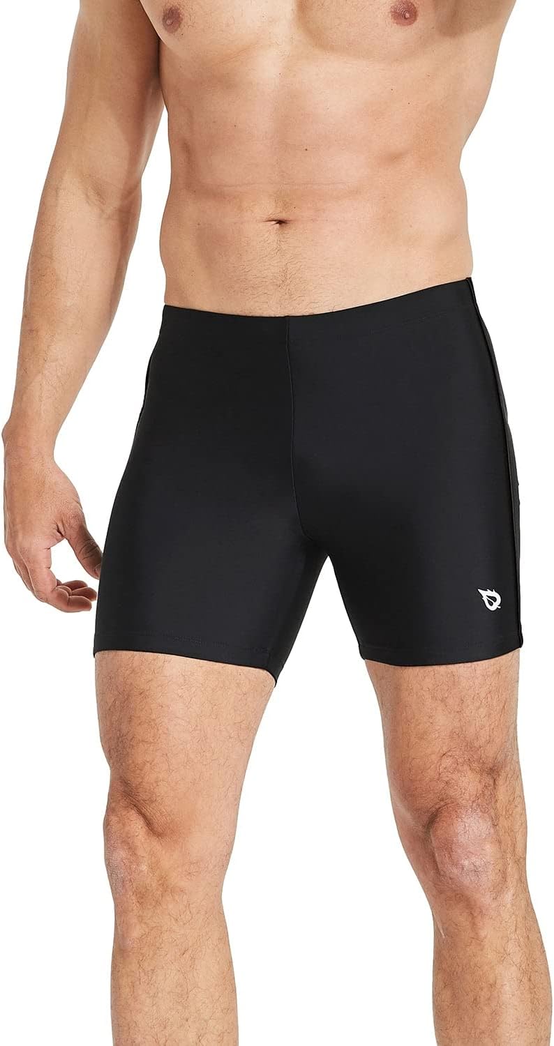 BALEAF Men's Athletic Swim Jammers Quick Dry Compression Square Leg Swim Brief Swimsuit