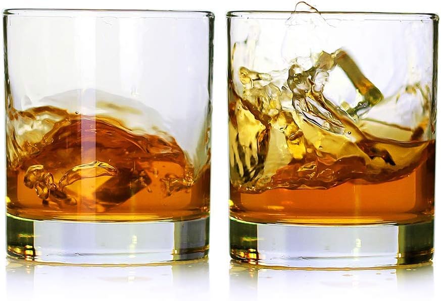 Whiskey Glasses,Set of 2,11 oz,Premium Scotch Glasses,Bourbon Glasses for Cocktails,Rock Style Old Fashioned Drinking Glassware,Perfect for Father's Day,Party,Bars,Gift, Restaurants and Home