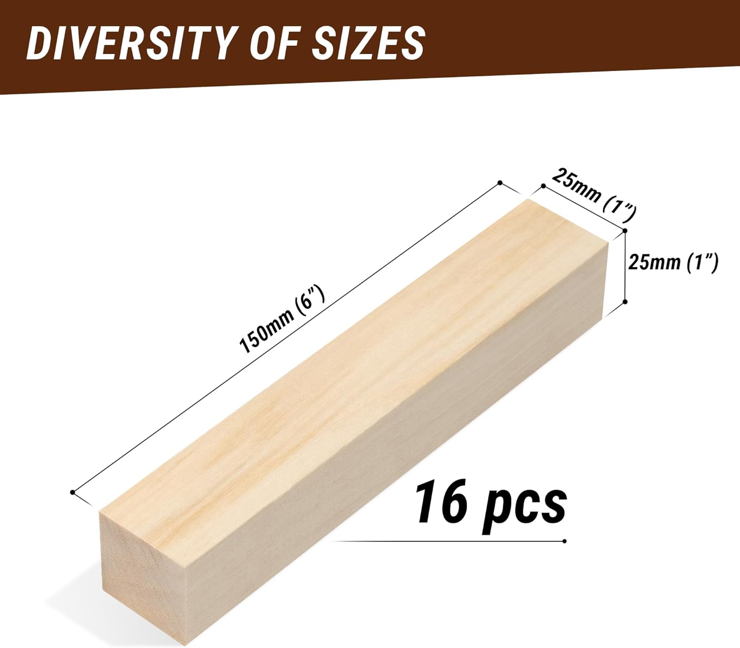 BeaverCraft BW16 pcs Basswood Carving Blocks Carving Wood Whittling Wood Bass to Carve Soft Wood Carving Kit for Beginners Block of Wood for Crafts Unfinished Wood Blocks Wooden Block Set