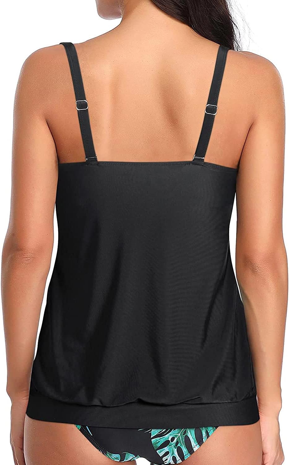 Yonique Womens Blouson Tankini Top No Bottom Loose Fit Swim Top Modest Tank Top