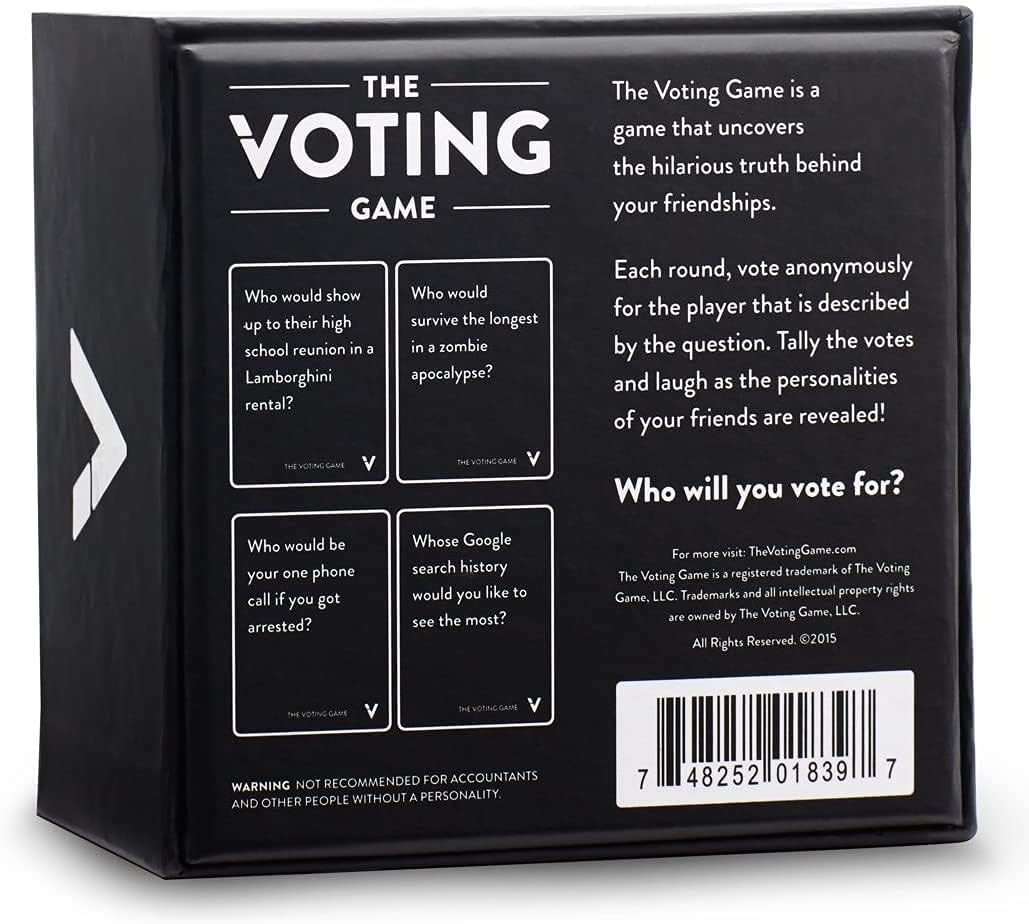 The Voting Game - The Hilarious Adult Party Card Game About Finding Out Who Your Friends are - Perfect for College Students, Fun Parties and Board Games Night with Your Group