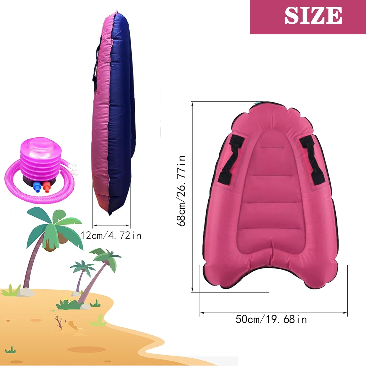 Inflatable Boards for Beach Inflatable Surfboard Portable Bodyboard with Handles Lightweight Soft Body Boards for Kids Surfboards Pool Floats Boards