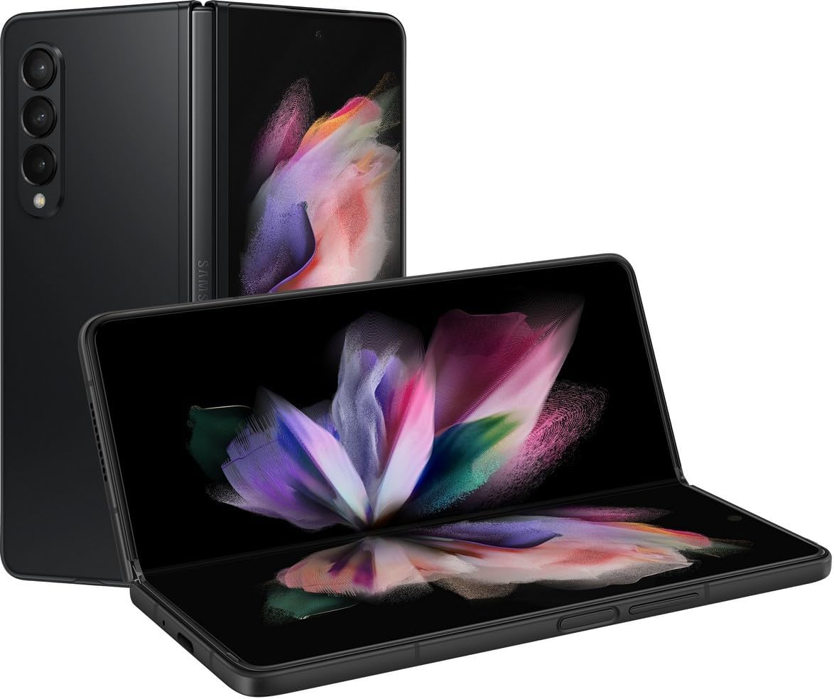 Samsung Galaxy Z Fold3 Fold 3 5G T-Mobile Locked Android Cell Phone US Version Smartphone Tablet 2-in-1 Foldable Dual Screen Under Display Camera - (Renewed) (256GB, Phantom Black)