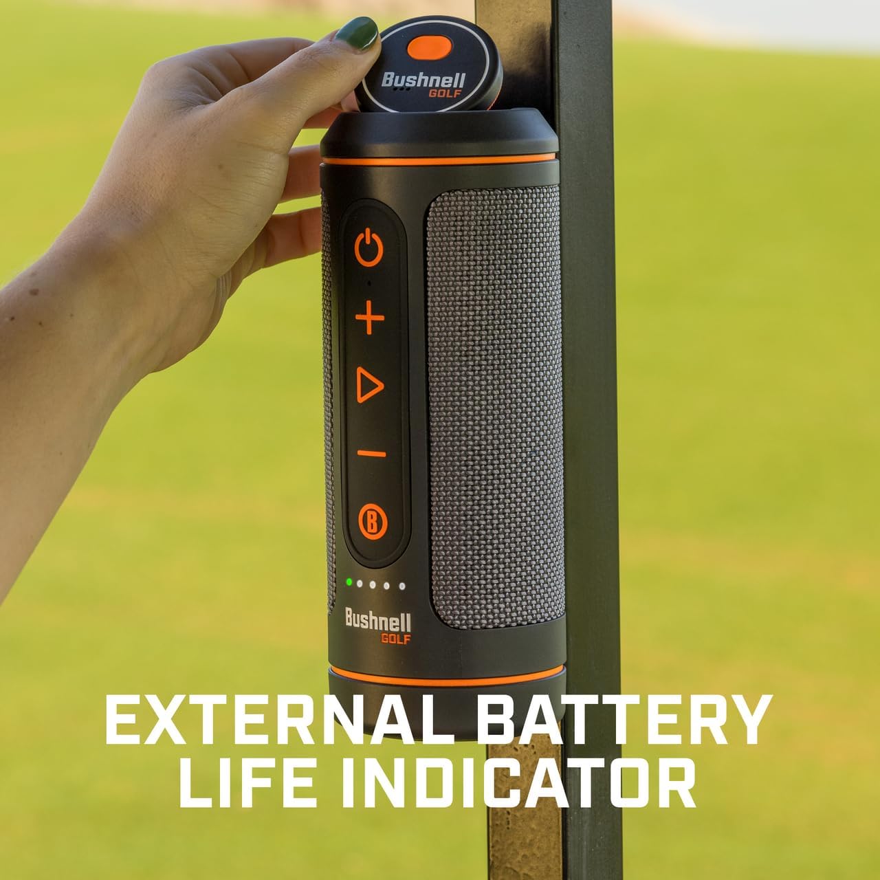 Bushnell Wingman 2 Golf Speaker with GPS (2024) | Remote Controlled Voice GPS Distances, Music, 40,000+ Courses, BITE Magnetic Cart Mount - Bundle with PlayBetter Protective Wingman Pouch