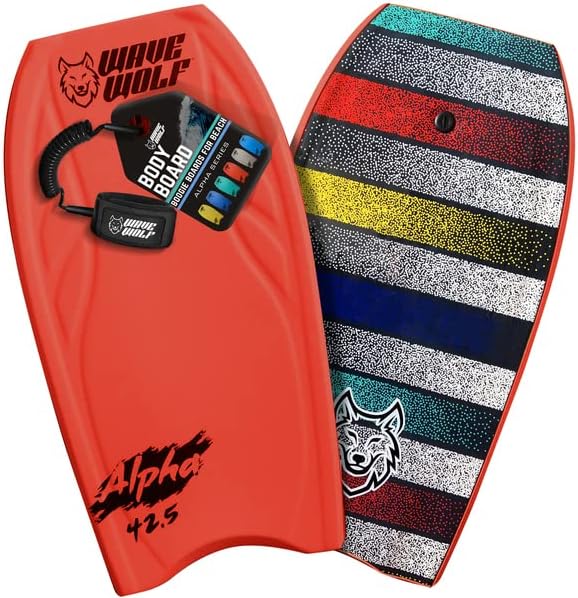 42.5" Alpha Series Hardslick Pro Body Board - Lightweight EPS Core Body Boards with Wrist Leash, Boogie Boards for Beach Kids, Bodyboard for Surfing Kids and Adults Boogie Board