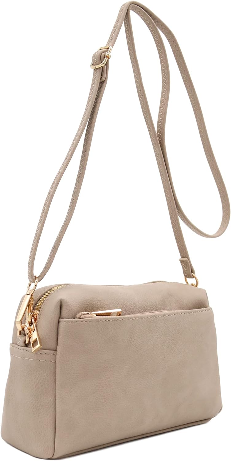 FashionPuzzle Triple Zip Small Crossbody Bag