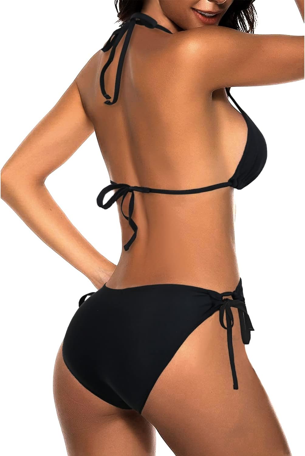 Tempt Me Women Triangle Bikini Sets Halter Two Piece Sexy Swimsuit String Tie Side Bathing Suit