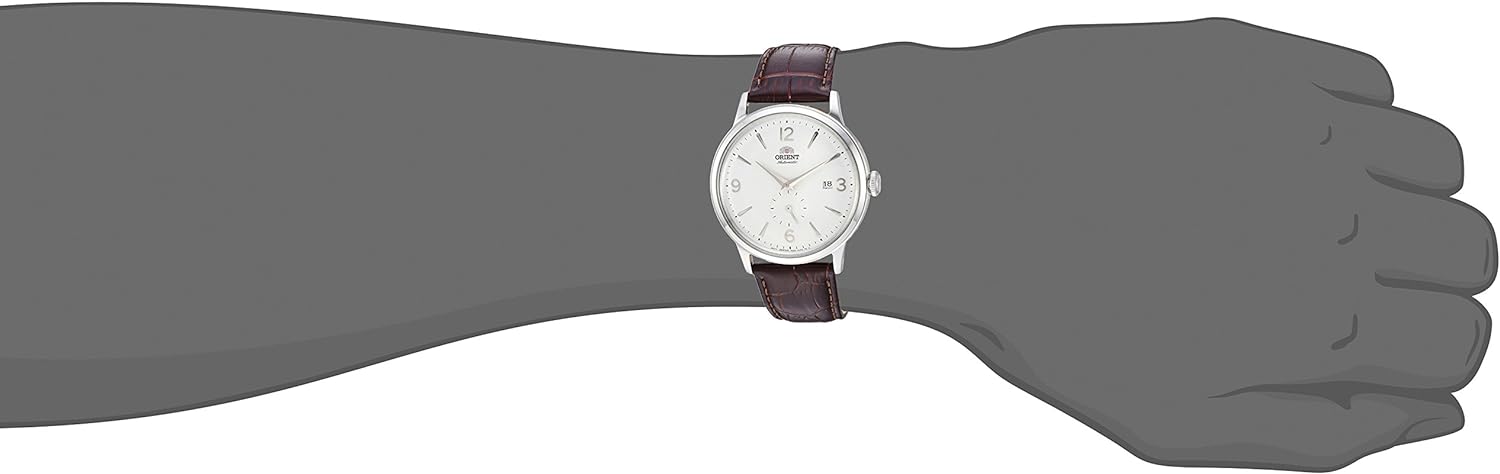 Orient 'Bambino Open Heart' Japanese Automatic Stainless Steel and Leather Dress Watch