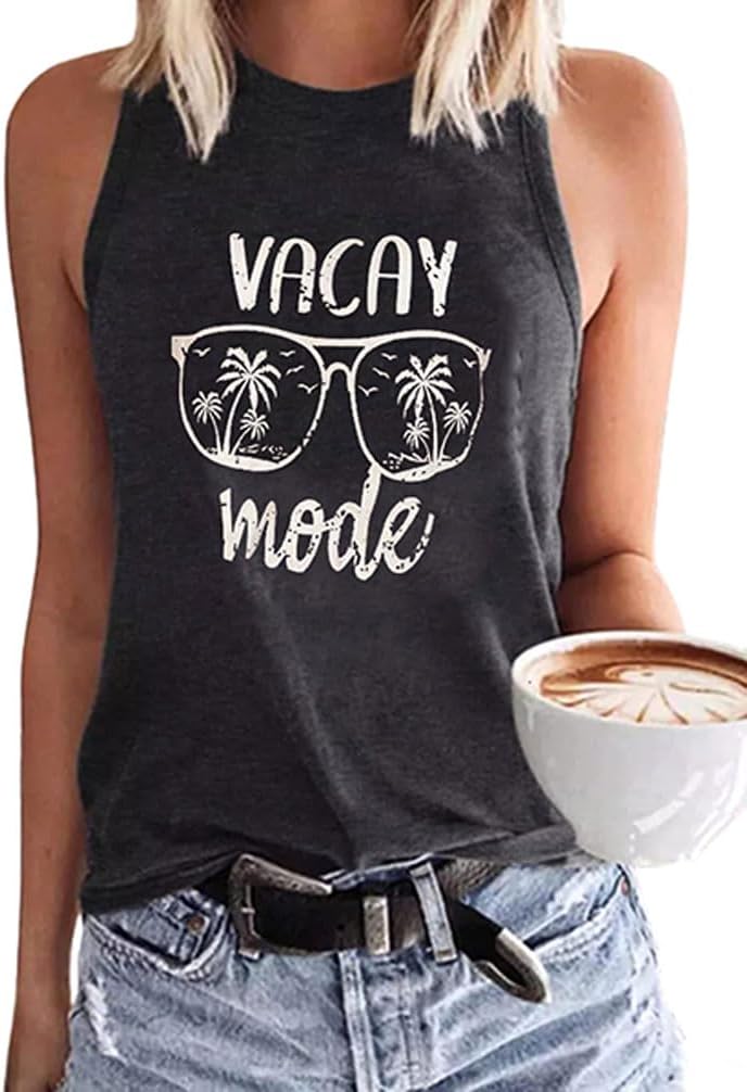 Summer Tank Tops for Women Vacation Casual Beach Tank Tops Hawaiian Sleeveless Basic Fit T Shirts Blouses