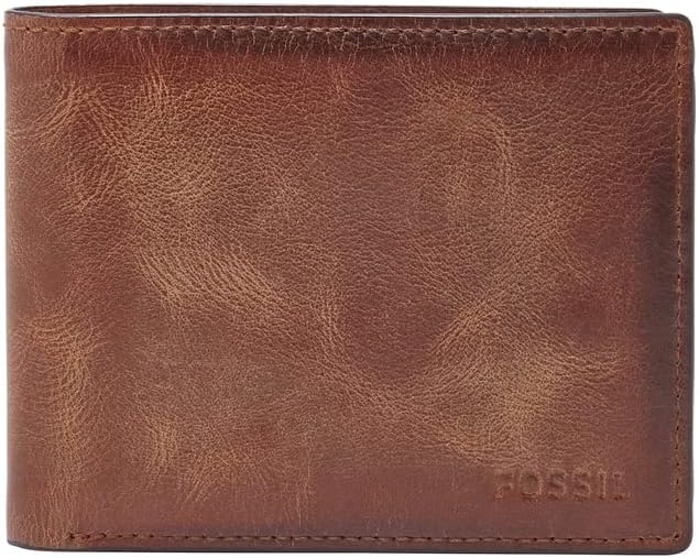 Fossil Men's Derrick RFID-Blocking Leather Bifold Wallet with Flip ID Window for Men