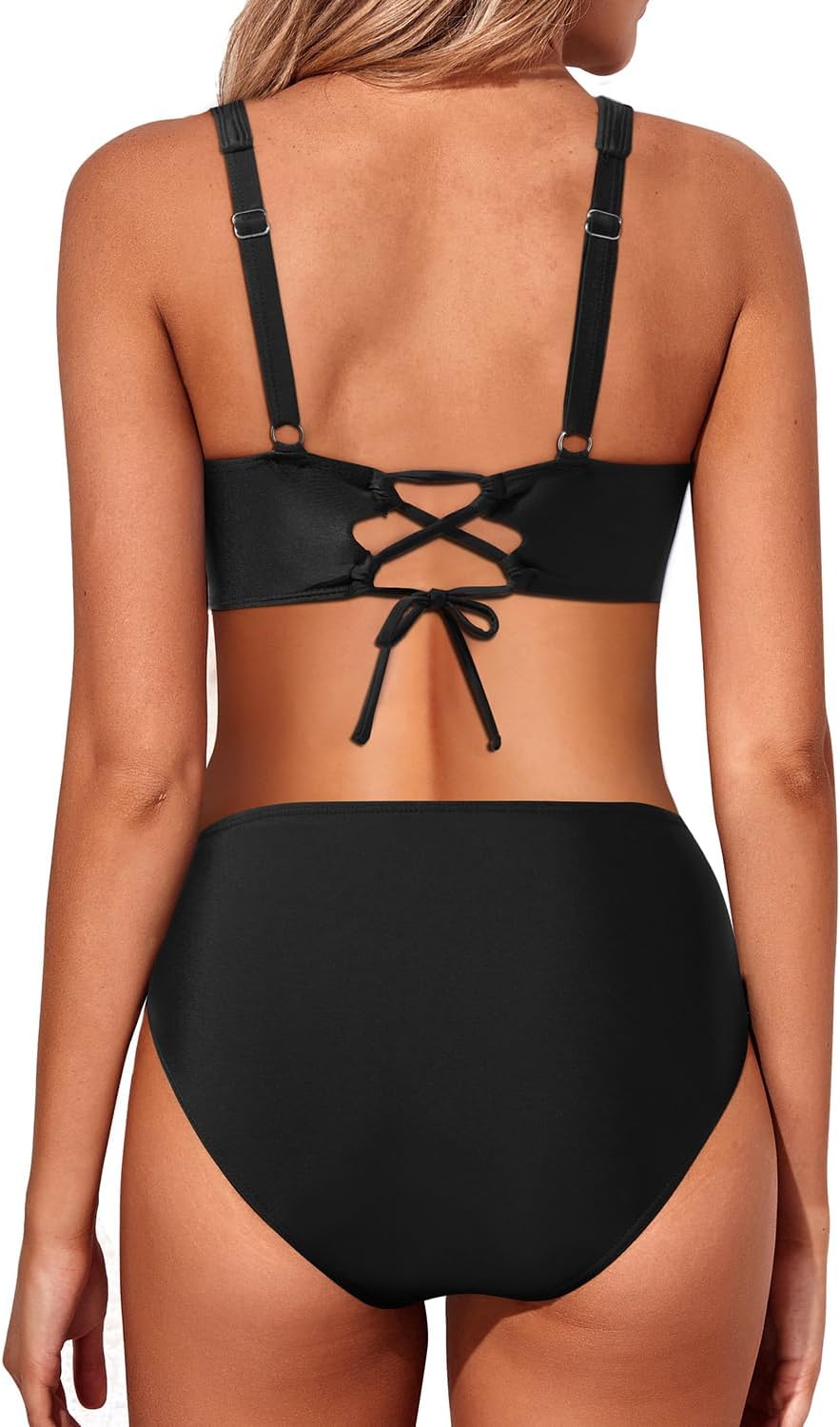 Yonique Women's Two Piece High Waisted Bikini Set Tummy Control Swimsuit Full Coverage Bathing Suit