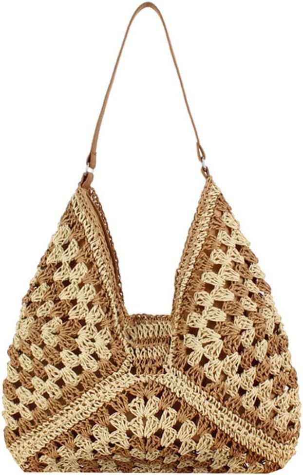 Straw Hobo Bags for Women Vintage Straw Tote Bag Summer Beach Shoulder Bag Designer Hand-woven Beach Bag for Travel 2024