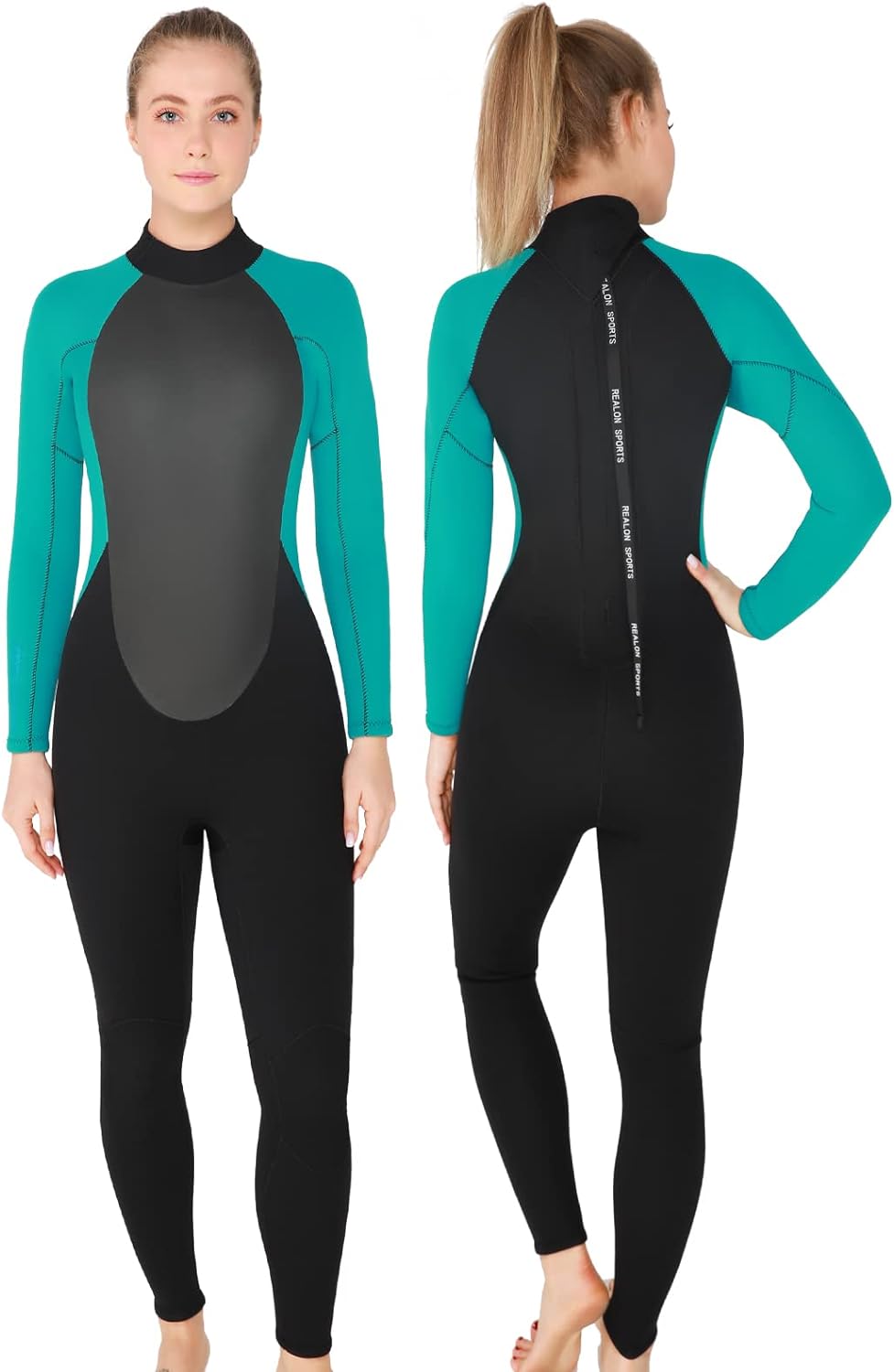 Wetsuit Men 4/5mm Womens Neoprene Full Body Thermal Scuba Diving Suits, 3/4mm One Piece Wet Suit Cold Water Swimsuits for Surfing Snorkeling