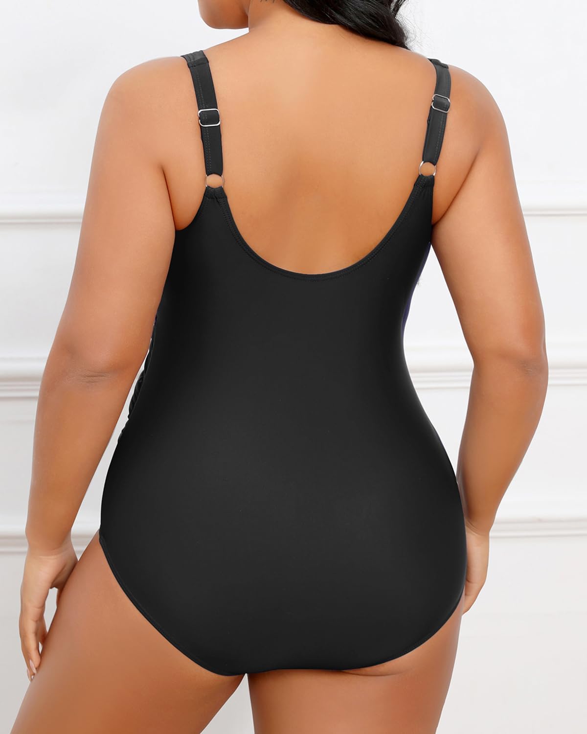 Tempt Me Plus Size One Piece Swimsuits for Women Tummy Control Retro Bathing Suit Cross Front Swimwear