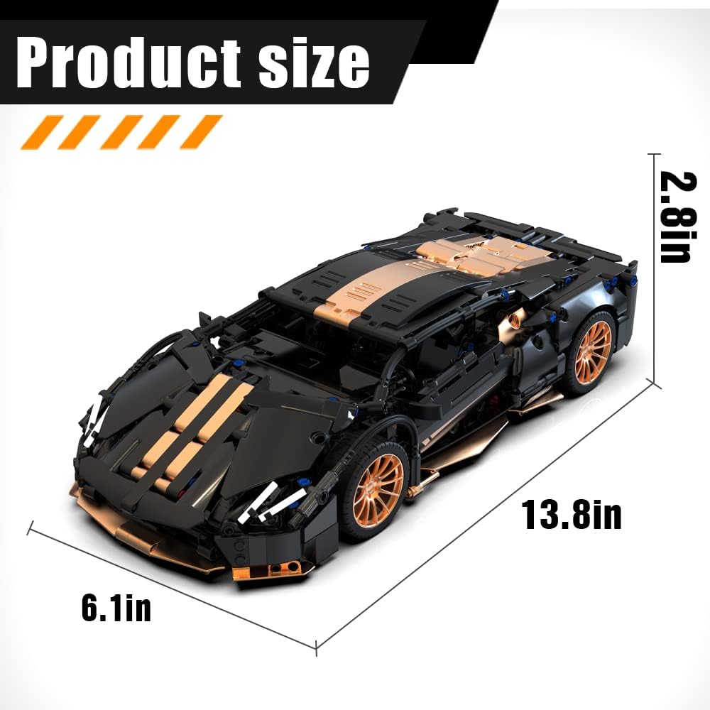 Mesiondy 1:14 Scale Sports Car Building Blocks Set, 1309 Piece Model Kit for Ages 12+ and Adults, Super Car Toys for Boys