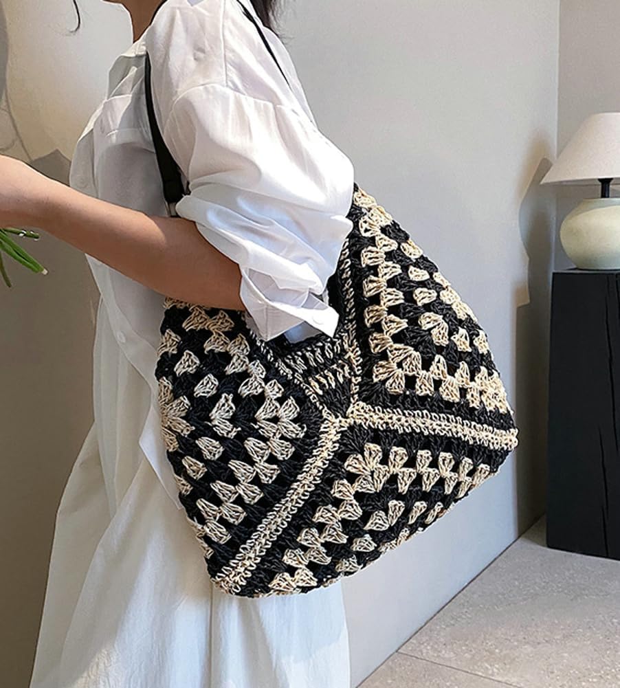 Straw Hobo Bags for Women Straw Tote Bag Stylish Summer Beach Shoulder Bag Designer Hand-woven Bag for Travel 2024