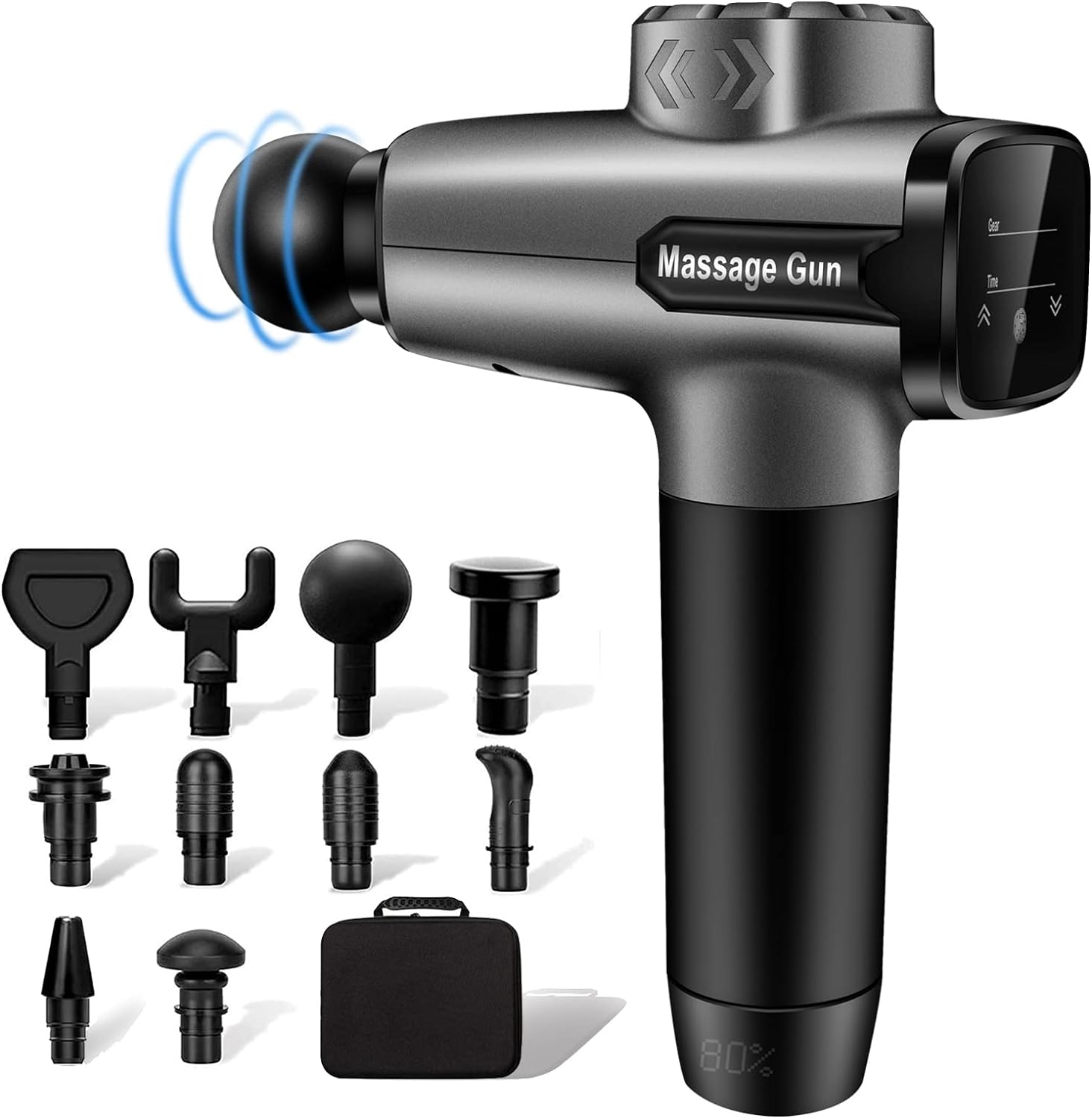 Muscle Massage Gun Percussion Massage Gun Deep Tissue Massager 30 Speeds Handheld Deep Muscle Quiet Massager with 10 Heads for Athletes Pain Relief and Muscle Recovery