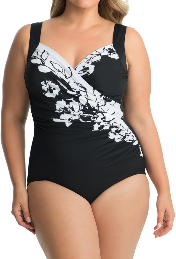 Miraclesuit Women's Plus Size Swimwear Sub Rosa Sanibel Sweetheart Neckline Underwire Bra One Piece Swimsuit