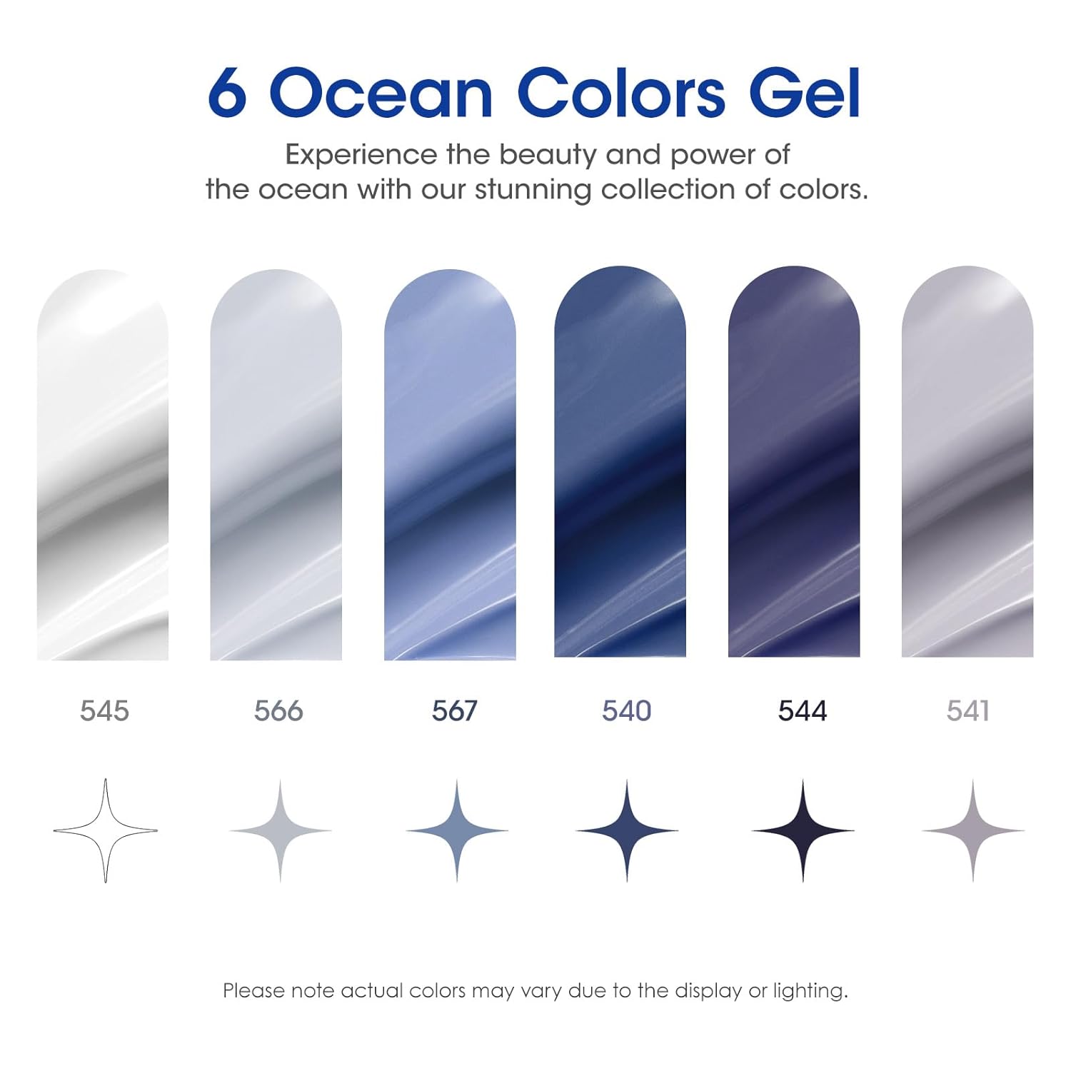 Gellen Gel Nail Polish Set, 6 Colors Blue Gray White Gel Polish Kit Soak off LED Nail Lamp Light Spring Summer Gel Nail Kit, Gel Nail Art Valentine Gifts for Women Girl