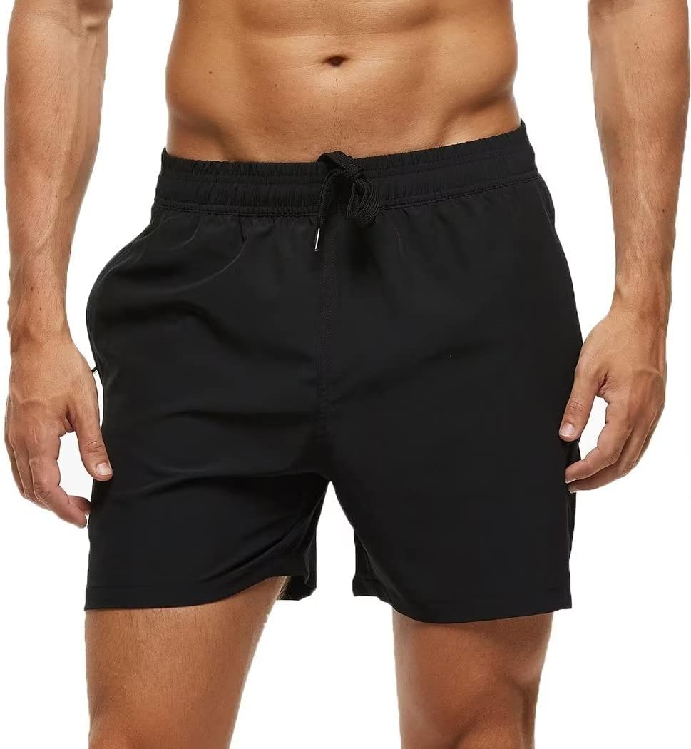 Men's Swim Trunks Short Quick Dry Beach Shorts Swimming Trunks with Zipper Pockets