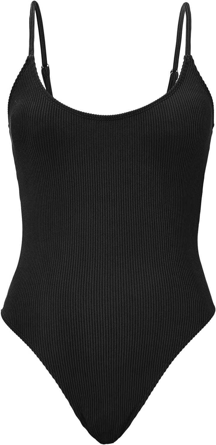 American Trends One Piece Swimsuit Women Swim Suits for Women 2024 Ribbed Open Back Bathing Suit Sexy Slimming Swimsuit