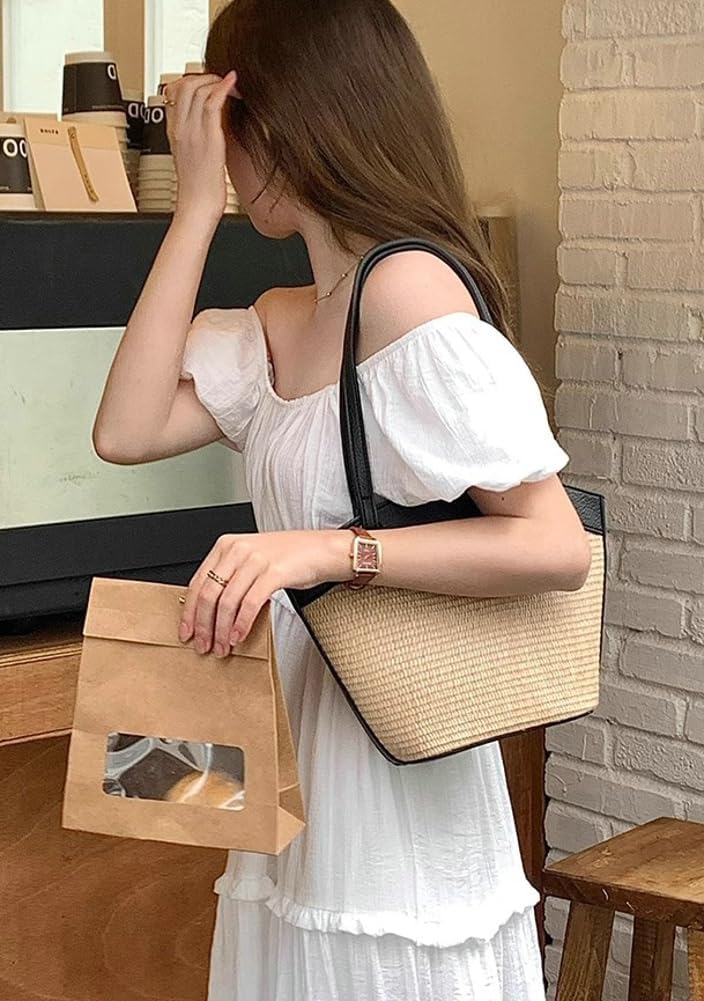 Straw Bag for Women Straw Beach Bag Tote Bag French Retro Shoulder Bag Handbag Summer Woven Hobo Bag 2024 Travel Tote Bags