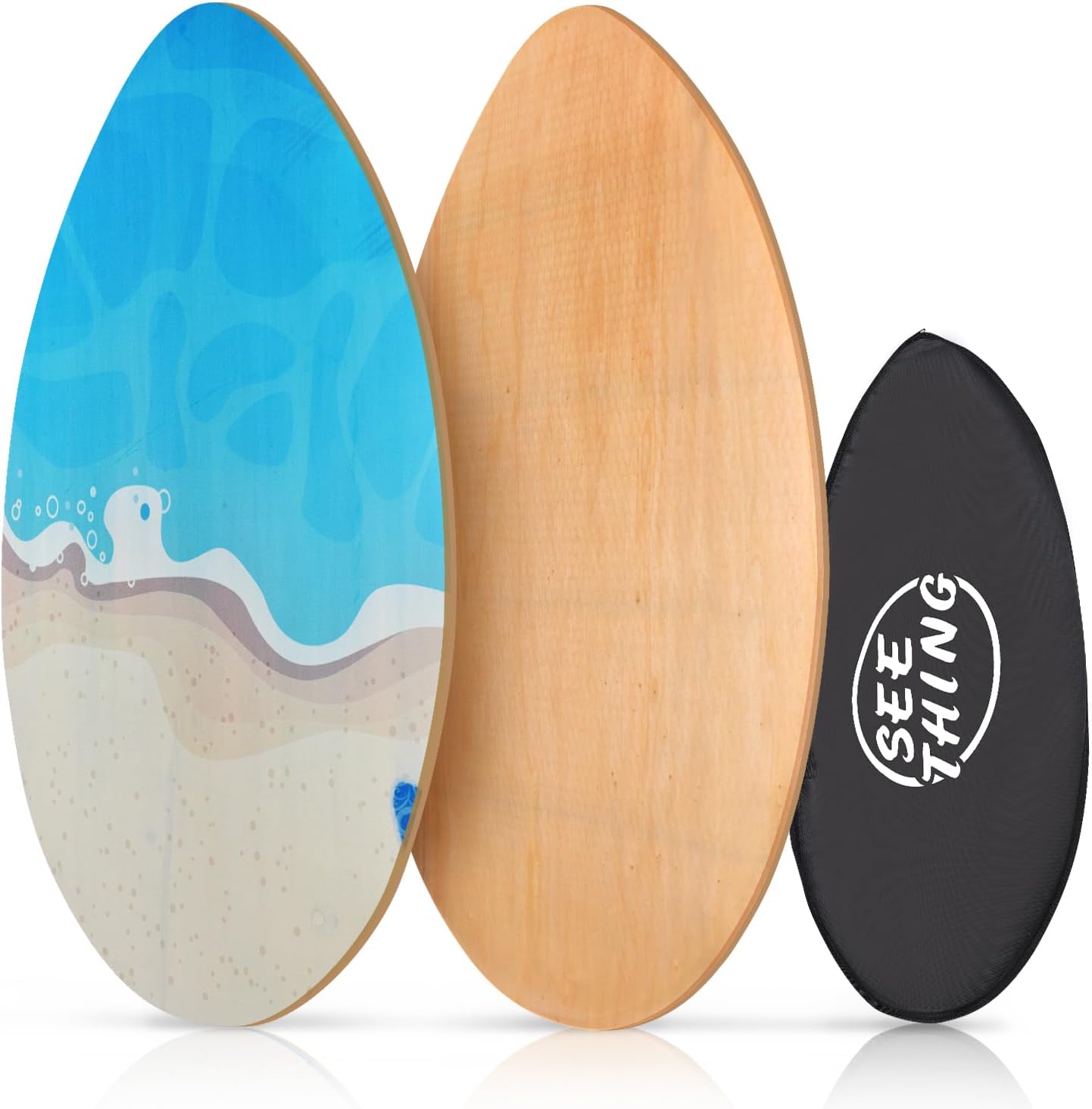 seething 35 Inch Skimboard with High Gloss Coat Wood Skim Board for Beginners,Kids, Teenagers, Adults and All Skimming