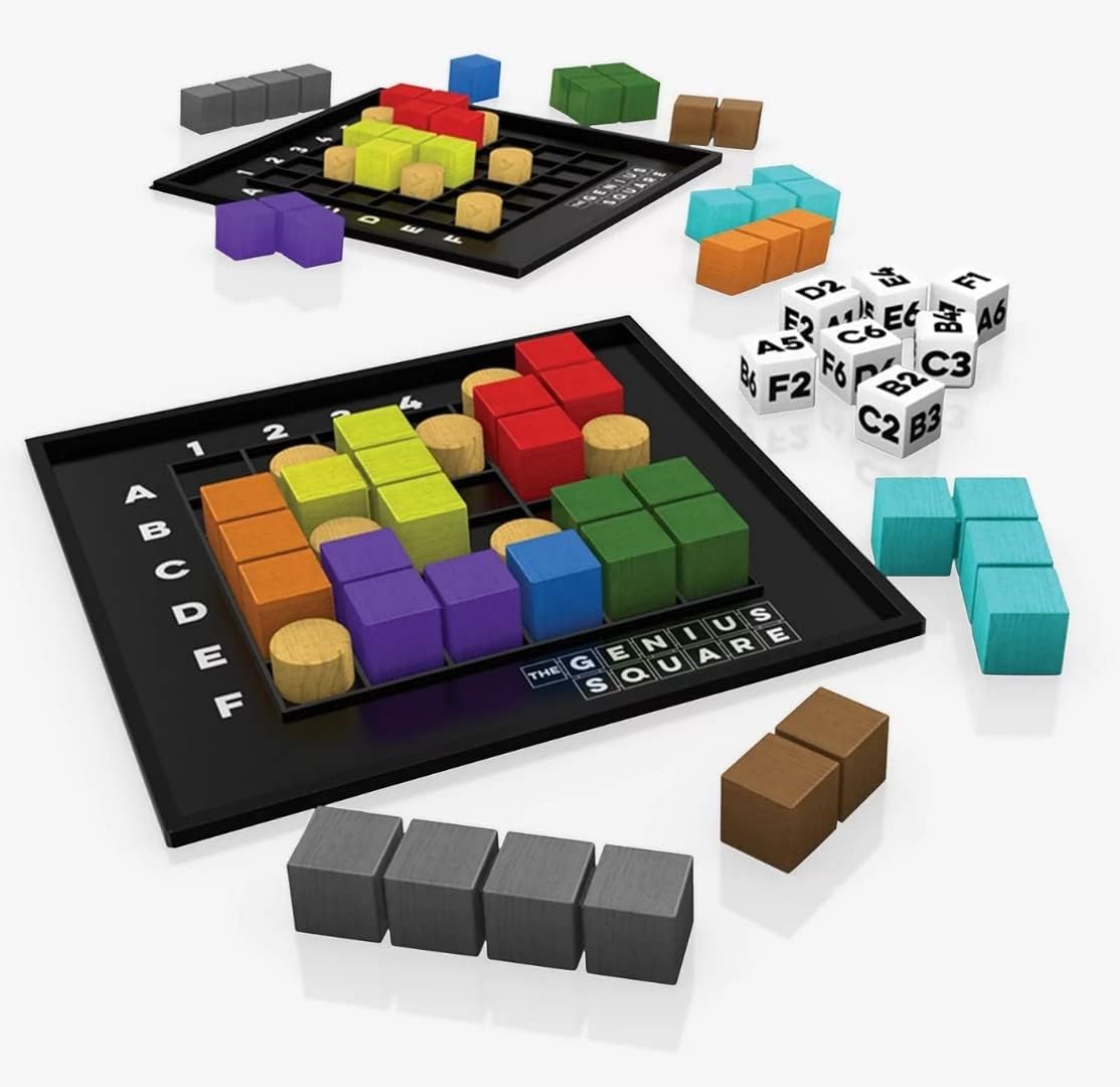 The Genius Square – Game of the Year Award Winner! 60000+ Solutions STEM Puzzle Game! Roll the Dice & Race Your Opponent to Fill The Grid by Using Different Shapes! Promotes Problem Solving Training