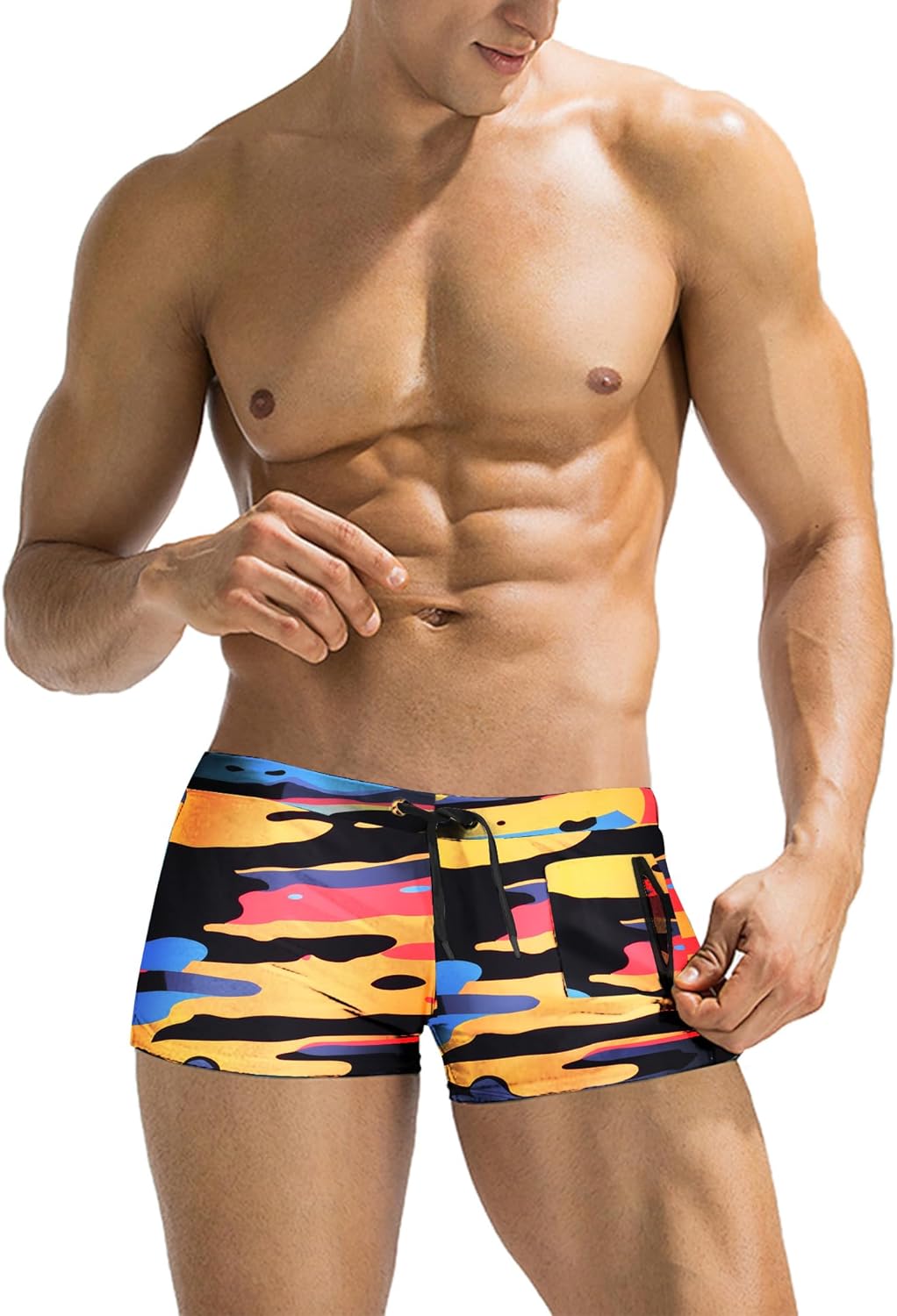 COOFANDY Mens Swim Trunk Swimwear Bathing Suit Swim Brief Square Leg Board Short S-3XL