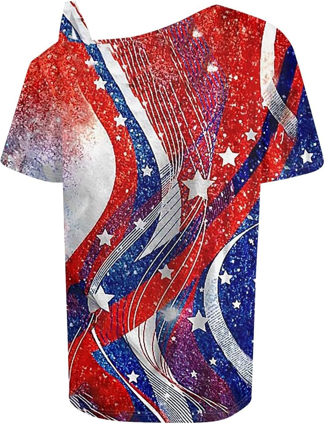 4th of July Shirts Women Off The Shoulder Tops Short Sleeve American Flag Shirts Graphic Tees Patriotic Trendy Tshirts