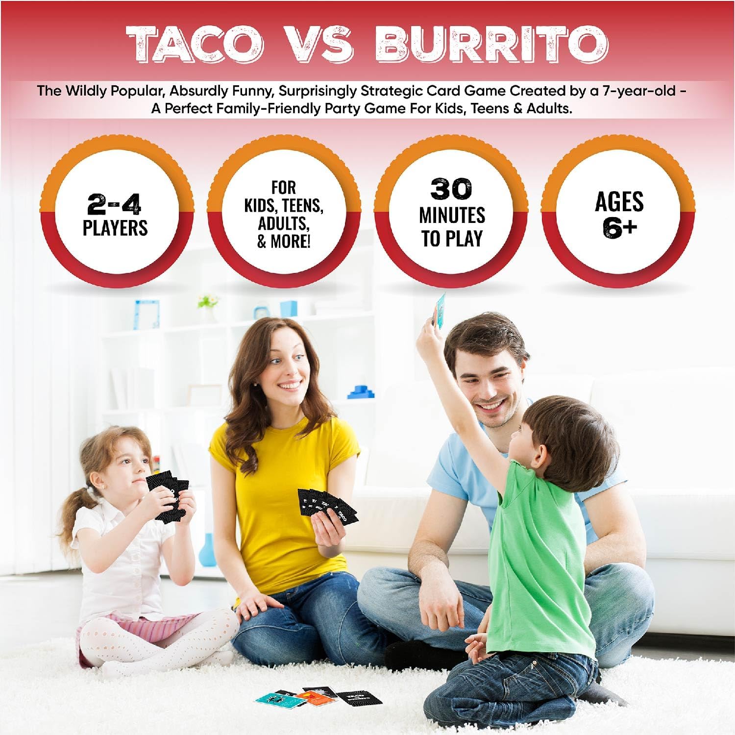 Taco vs Burrito Family Board Games for Kids 6-8, 8-12 & Up - Fun Travel Family Card Games for Everyone, Gifts for 7, 8, 9 and 10 Year Old Boys and Girls