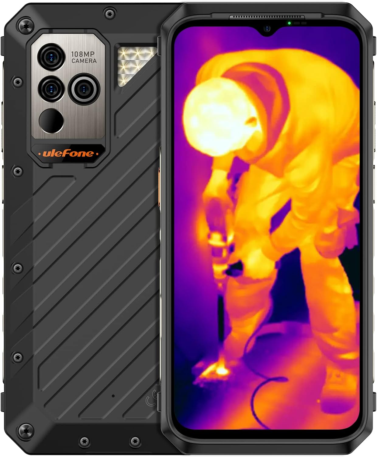 Ulefone Power Armor 19T 4G Rugged Phone, Thermal Imaging Camera 108MP Main Camera, 17GB+256GB MTK Helio G99, 9600mAh, QI 15W Wireless Charging, 6.58” FHD+ Corning Gorilla Screen, Android 12