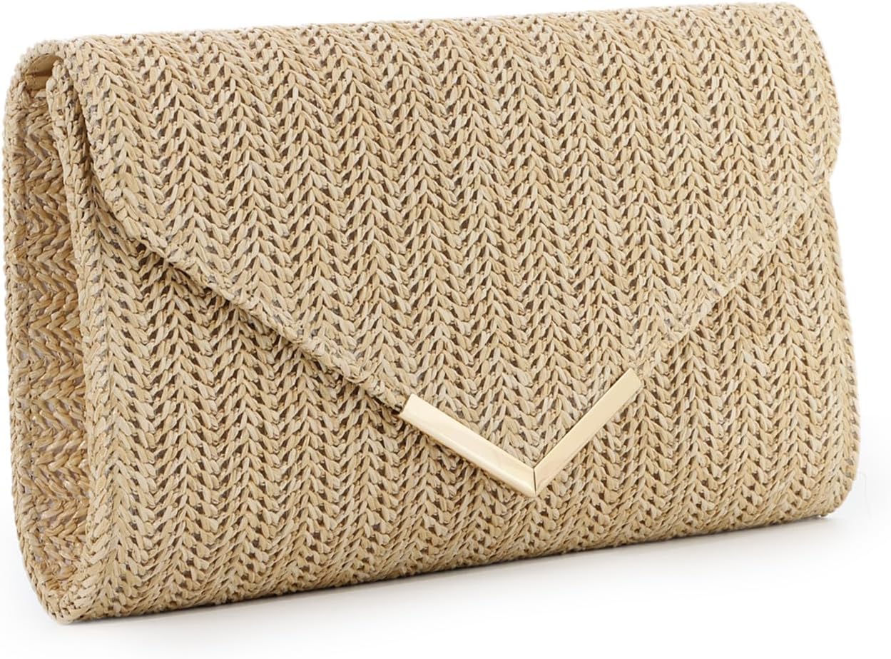 Straw Clutch Purse Raffia Rattan Summer Evening Bag Woven Beach Handbags for Women Wedding Vacation Travel Party 2024