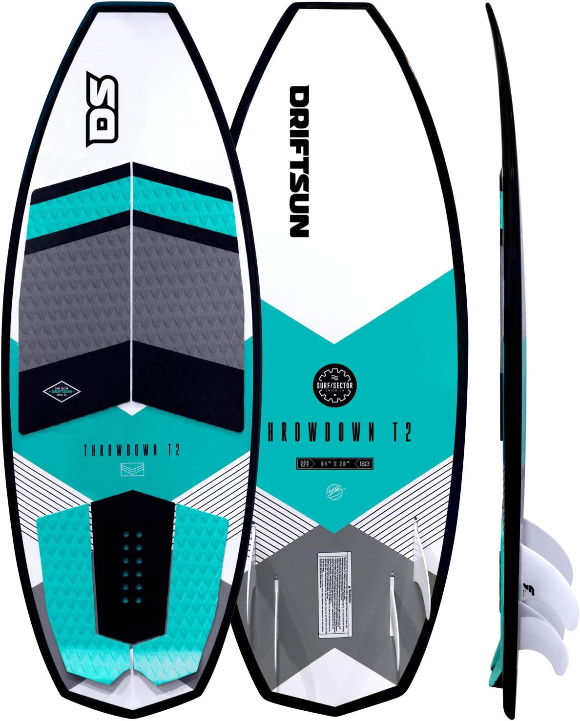 Driftsun Throwdown 2 Wakesurf Board. Custom Surf Style Wake Surfboards for Adults. Adjustable Quad Fin Set Included Wake Surf Board (4'8" and 4'6")