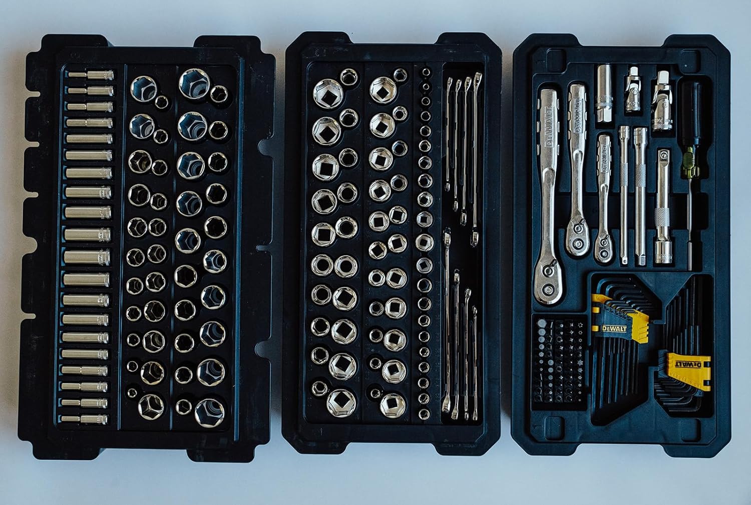 DEWALT Mechanic Tool Set, 226 Pieces, 1/4",3/8" and 1/2" Drive, with Ratchets, Sockets, hex keys and more (DWMT45226)