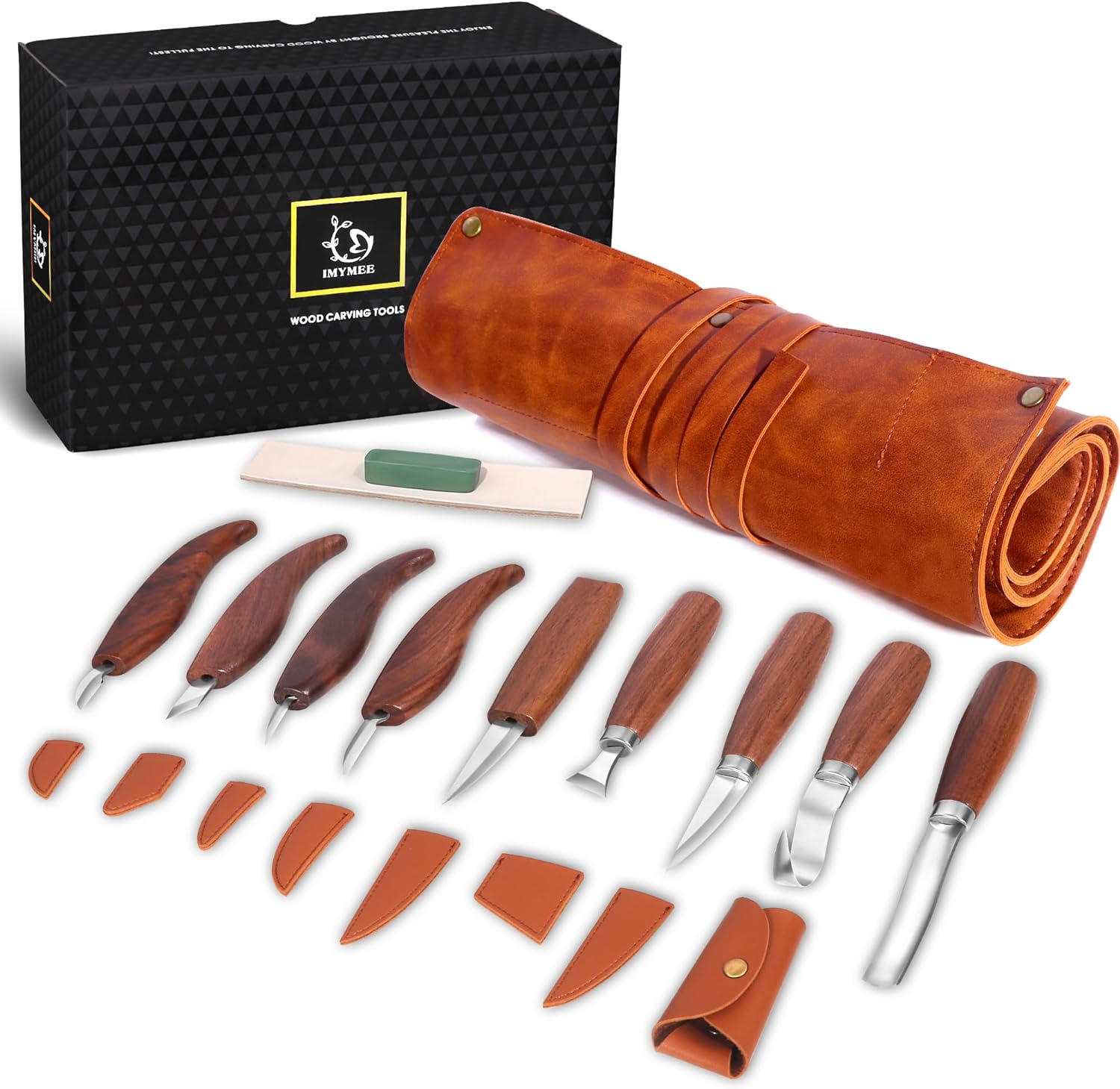 IMYMEE Wood Carving Tools Deluxe-Whittling Knife,Wood Carving Kit,Wood Whittling Kit for Beginners,Spoon Carving Kit,Woodworking Tools Set Large Wood Carving Knife Set