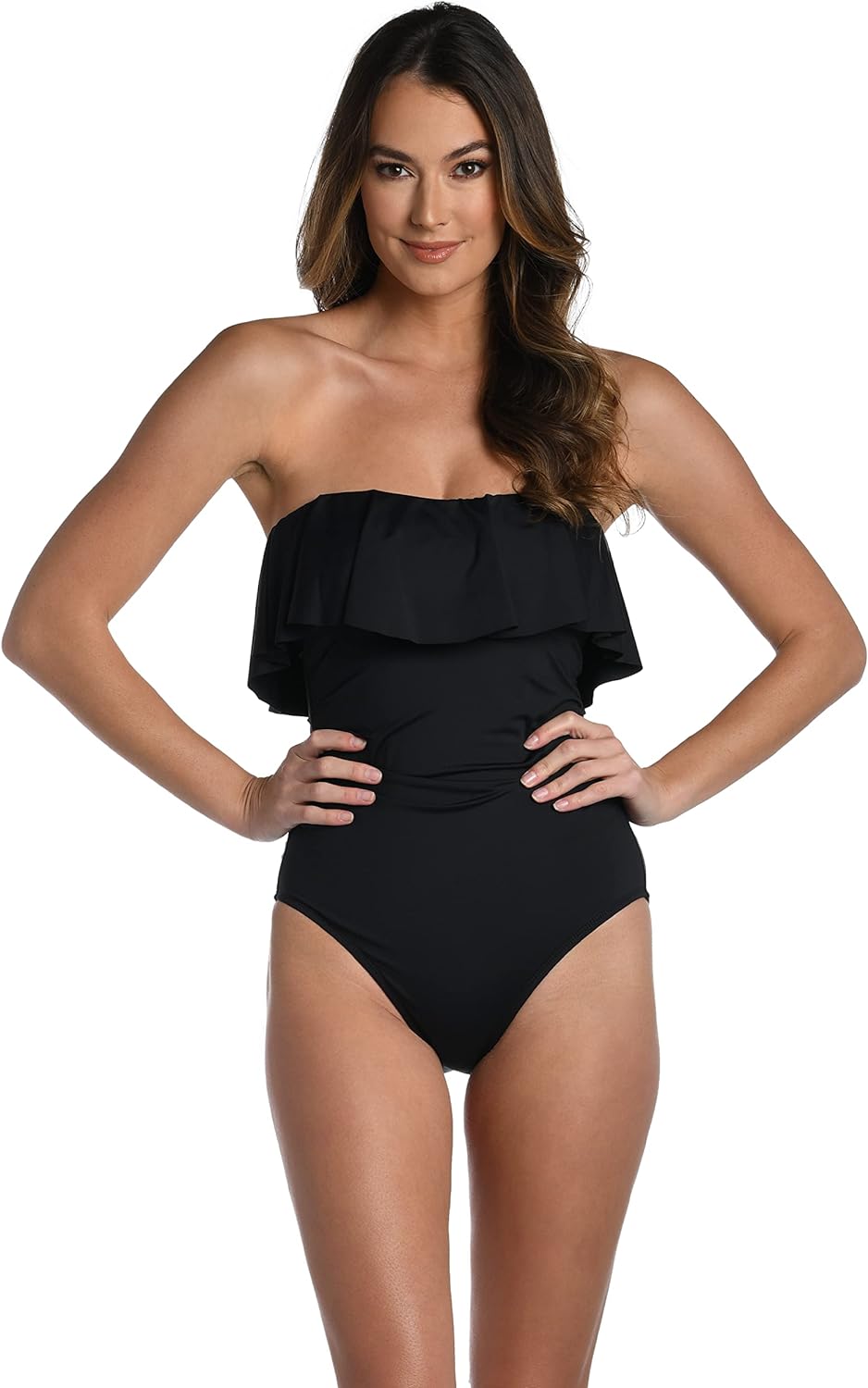 La Blanca Women's Standard Island Goddess Ruffle Bandeau One Piece Swimsuit