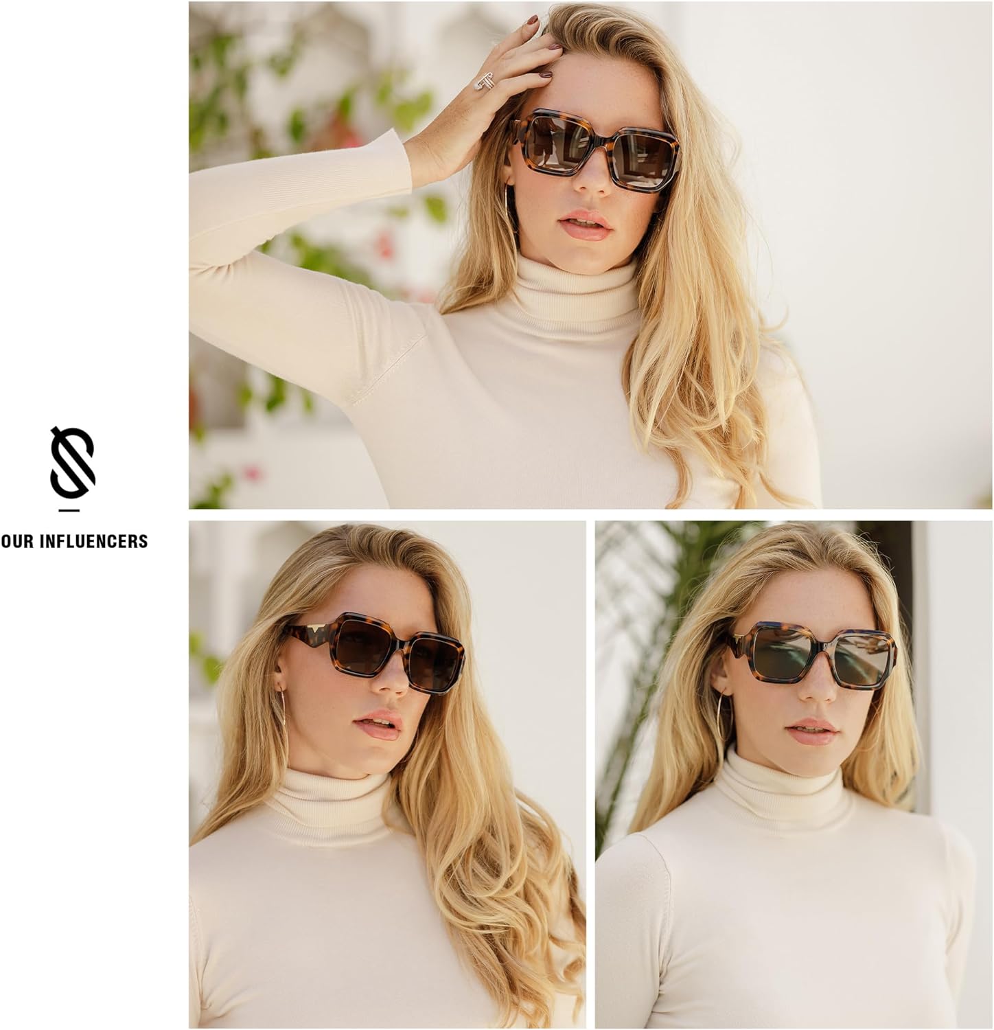 SOJOS Trendy Square Polarized Sunglasses for Womens Mens,Retro Polygon Plastic Frame Designer Inspired Sun Glasses SJ2310