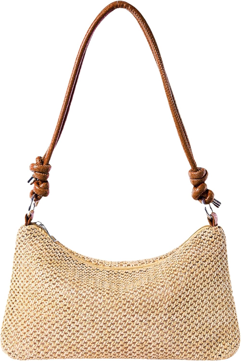 Straw Purse Beach Bag, Straw Purses for Women, Small Beach Tote Bag with Zipper, Cute Summer Crossbody Bags, Woven Handbags