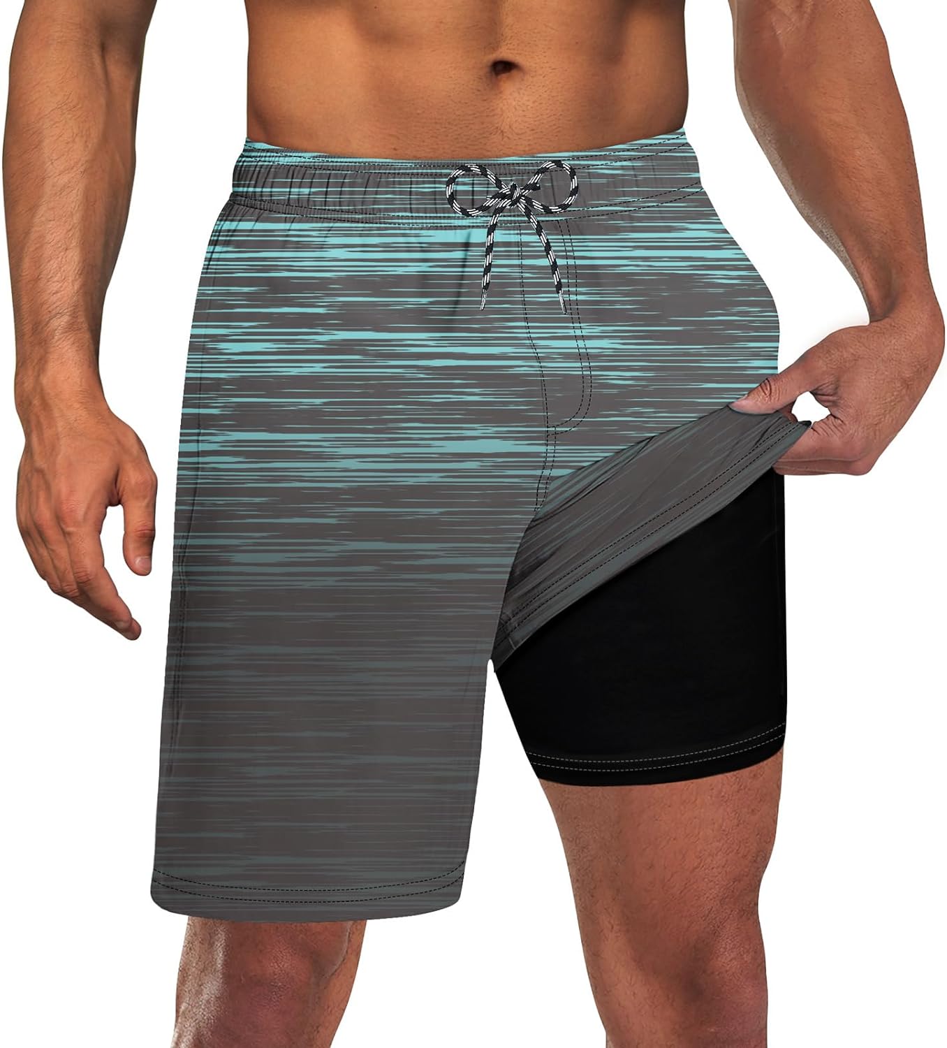 UNICOMIDEA Men Swim Trunks with Compression Liner 9 Inch Long Board Shorts