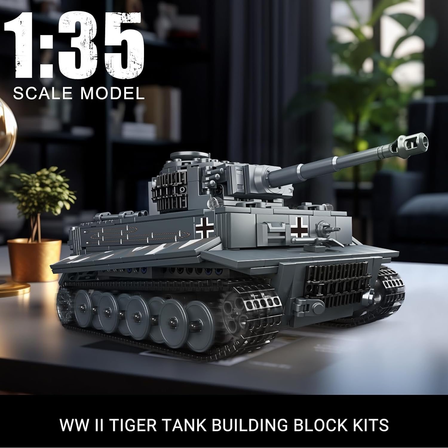 Mould King MOC Tiger Tank Building Blocks Set, Remote APP Control Military Vehicle Construction Block Kits, Adult Collectible Model Tanks Sets, Boy Toys for Birthday Gifts(800 Pieces)