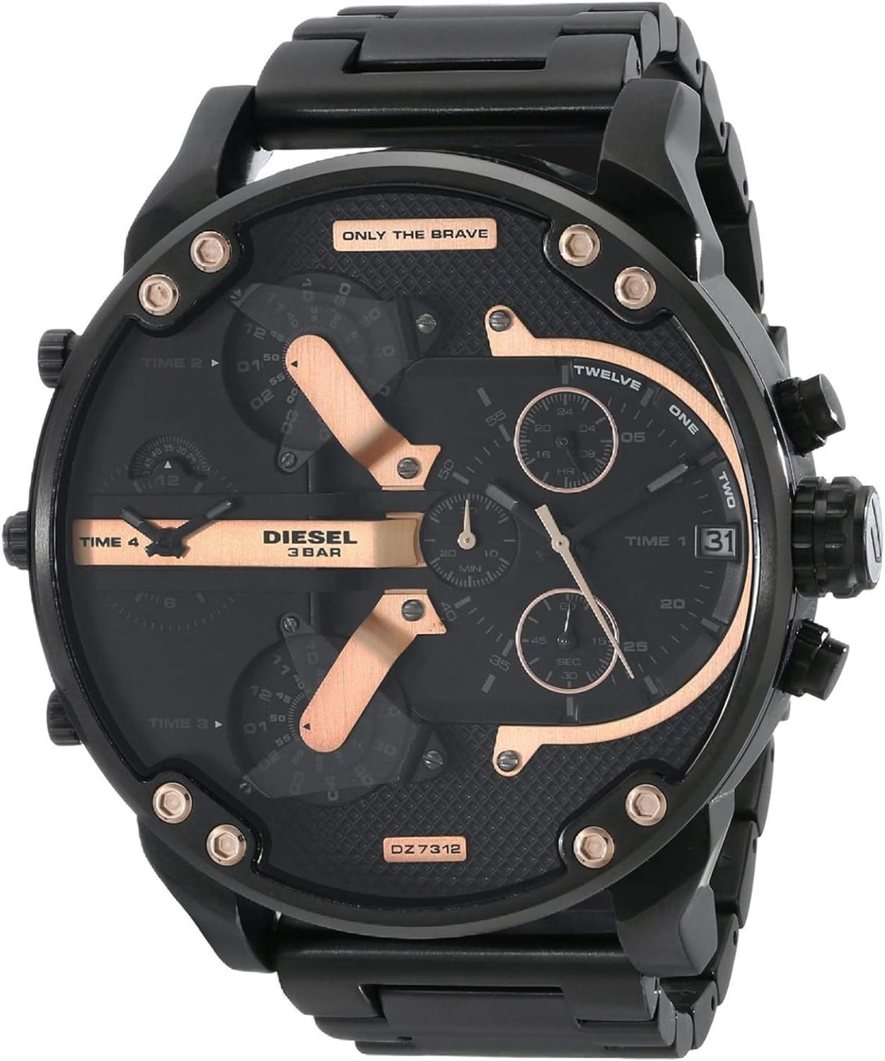 Diesel Men's 57mm Mr. Daddy 2.0 Quartz Stainless Steel Chronograph Watch, Color: Black (Model: DZ7312)