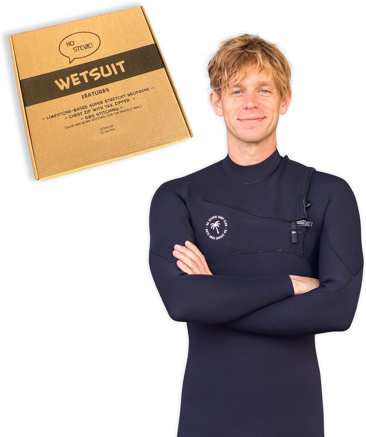 Ho Stevie! Men’s Surfing Wetsuit - Chest Zip Fullsuit - Warm Superstretch 3/2mm or 4/3mm Neoprene w/GBS Seams