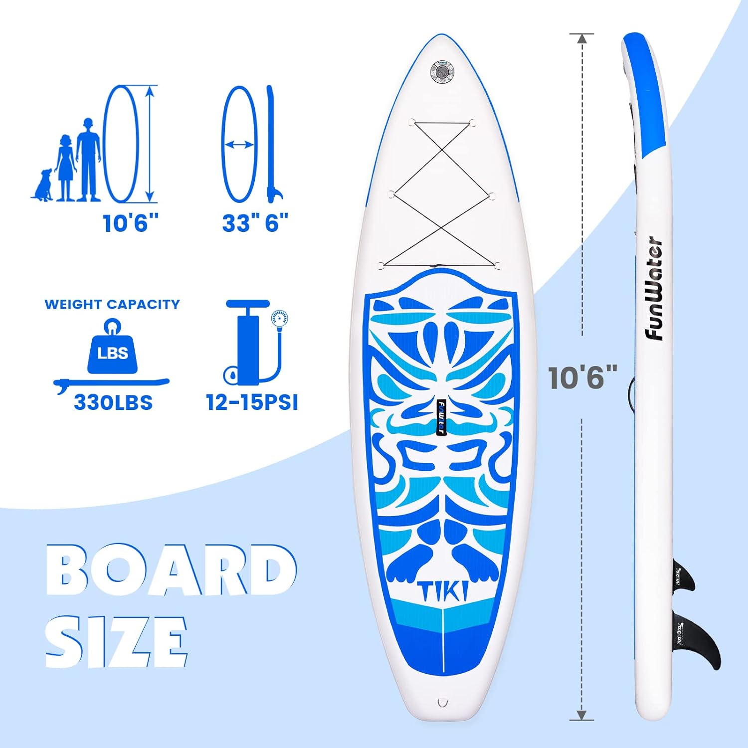 FunWater Inflatable Ultra-Light Stand Up Paddle Board for All Skill Levels with Premium SUP Paddleboard Accessories,Non-Slip Comfort Deck for Youth & Adults.