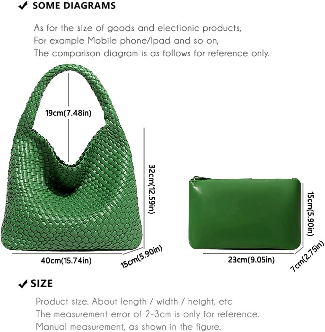 Women Vegan Leather Hand-Woven Tote Handbag Fashion Shoulder Top-handle Bag All-Match Underarm Bag with Purse