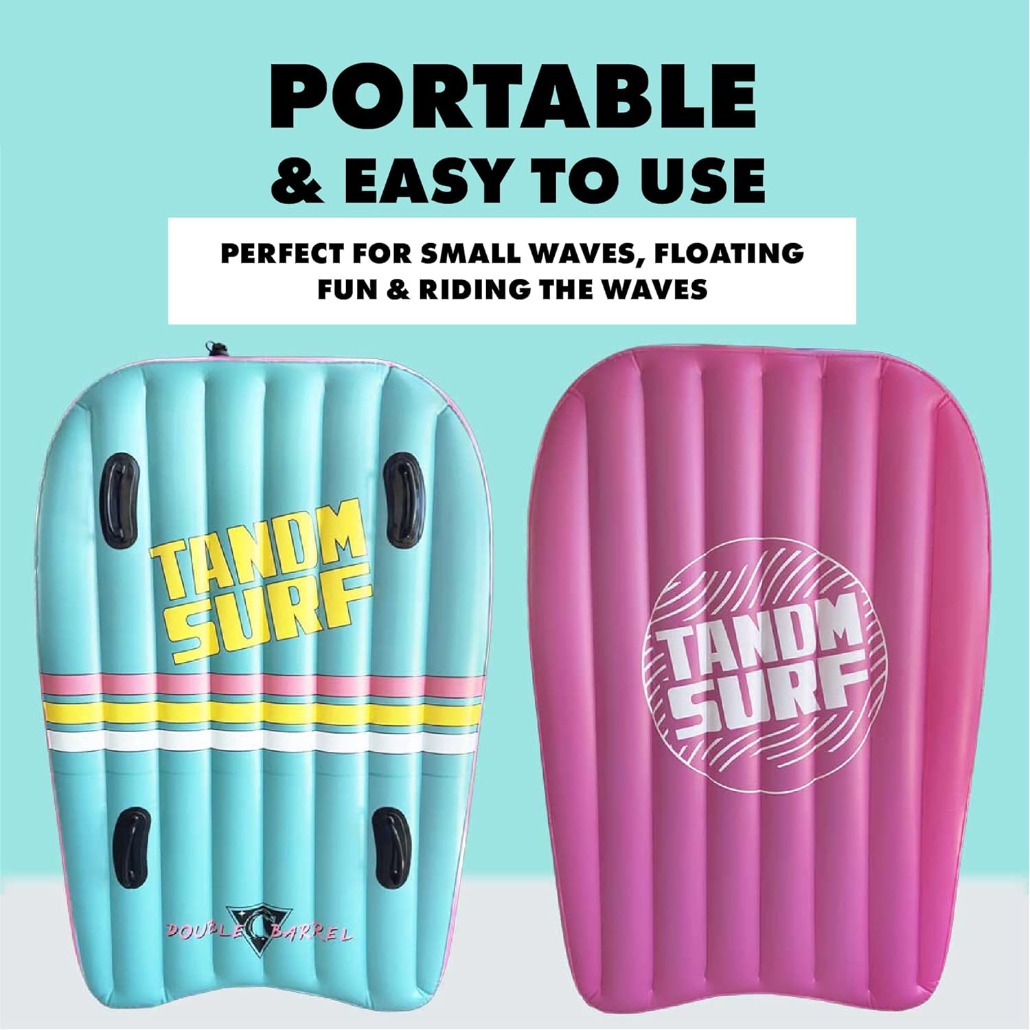 Double Barrel Inflatable Bodyboard - As Seen on Shark Tank - 1-2 Person Body Board with Handles is Ideal for Learning to Ride The Waves - Lightweight, Easy to Carry, Transport and Inflate