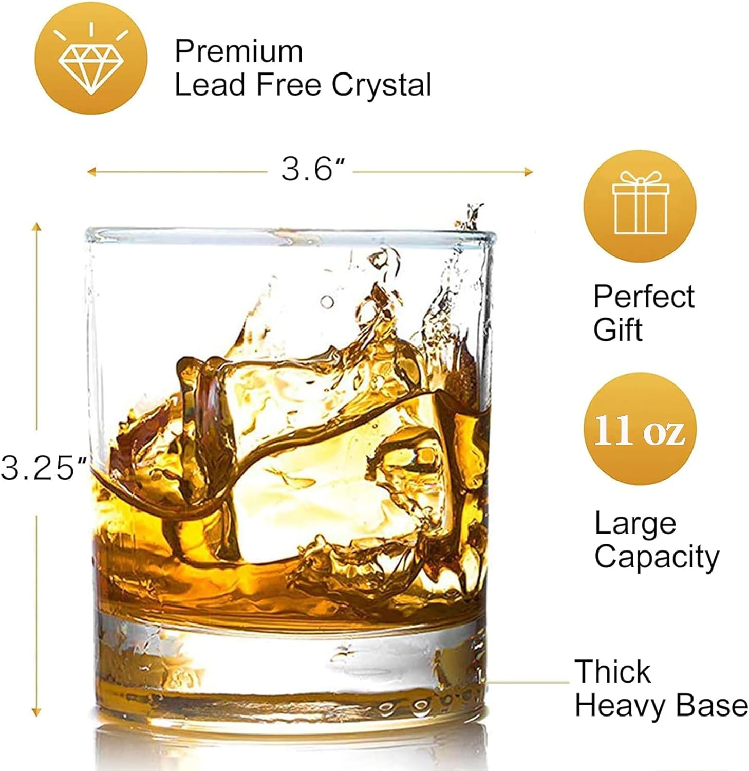 Farielyn-X Whiskey Glasses-Premium 11 OZ Scotch Glasses Set of 6 /Old Fashioned Whiskey Glasses/Great Gift for Scotch Lovers/Style Glassware for Bourbon/Rum glasses/Bar Tumbler Whiskey Glasses, Clear