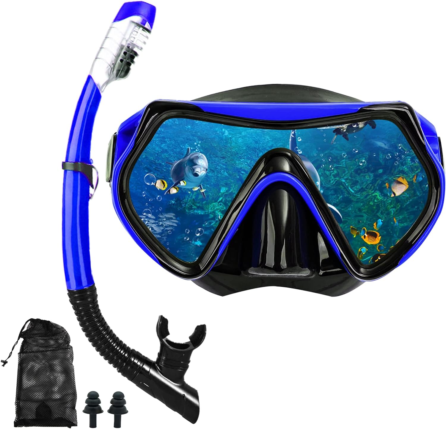 Snorkel mask Snorkeling Set for Adults and Youth, Diving mask and Full Dry Snorkel Swim Googles is Suitable for Snorkeling, Dive Scuba Diving, Swimming