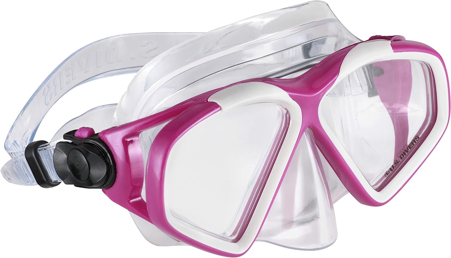 U.S. Divers Cozumel Adult Snorkel Set - Anti-Fog PC Lens, Easy-Adjust Mask Buckles, Dry Top Snorkel, Adjustable Fin Buckles - Explore Series Unisex Adult, Small, Gray/Dark Pink,SR3981022S