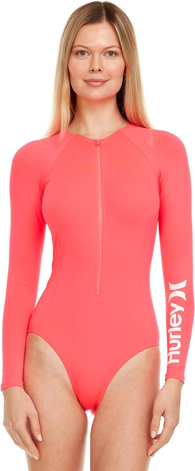 Hurley Long Sleeve Womens One Piece Swimsuits, Swimsuit for Women, Bathing Suit for Women, Swim Suit UPF 50+ SPF UV Protected